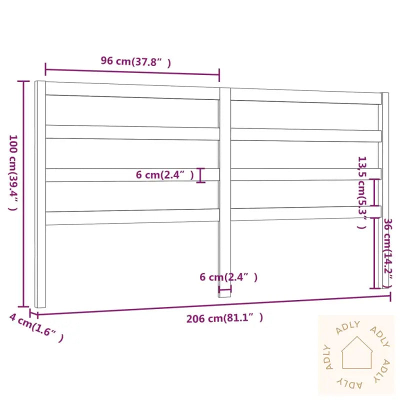 Sengegavl Svart 206X4X100 Cm Heltre Furu