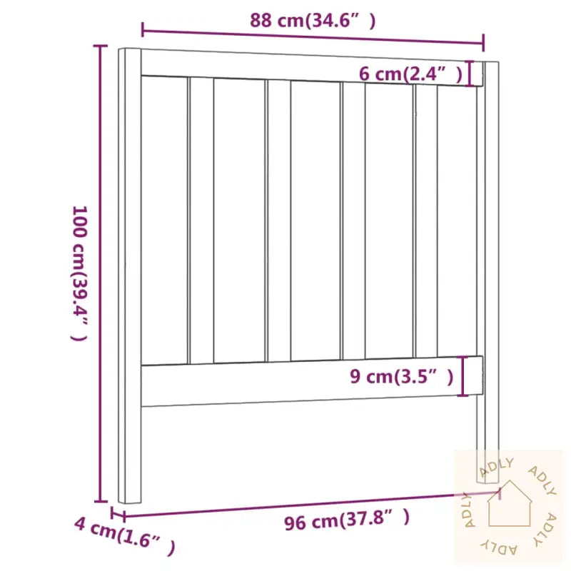 Sengegavl Svart 96X4X100 Cm Heltre Furu