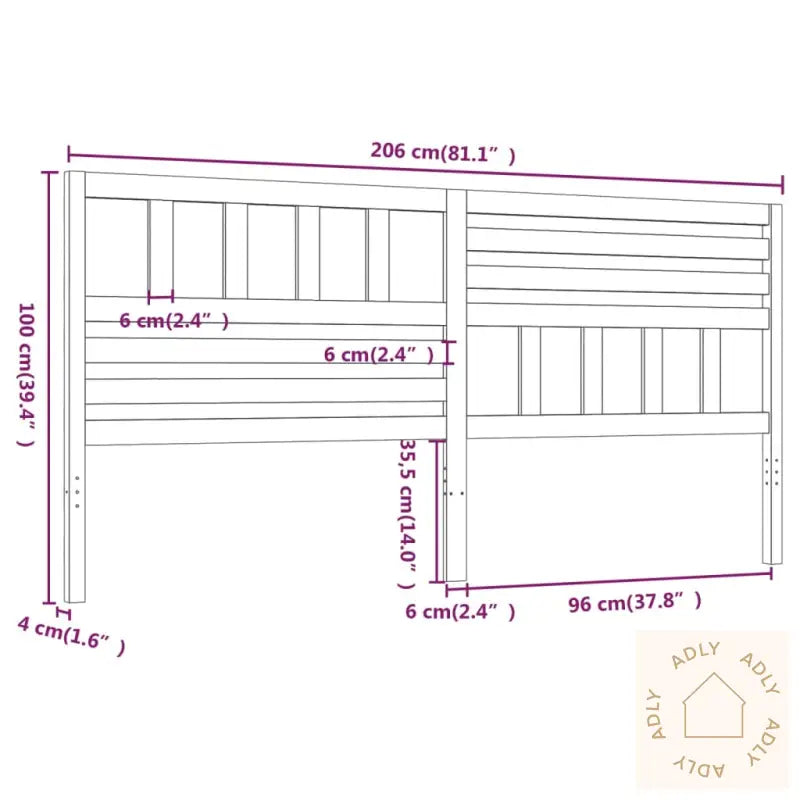 Sengegavl Svart 206X4X100 Cm Heltre Furu