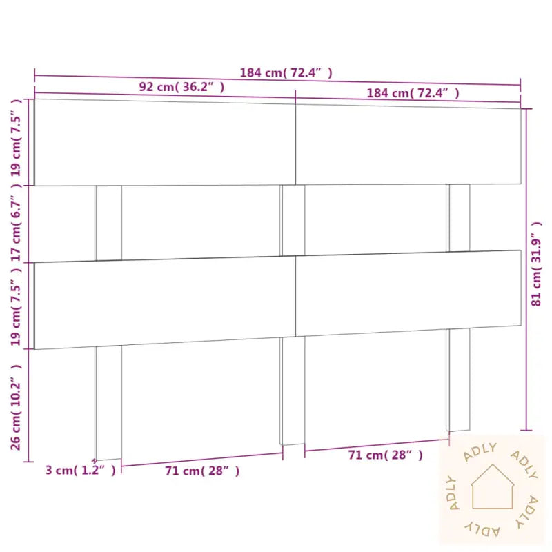 Sengegavl Hvit 184X3X81 Cm Heltre Furu
