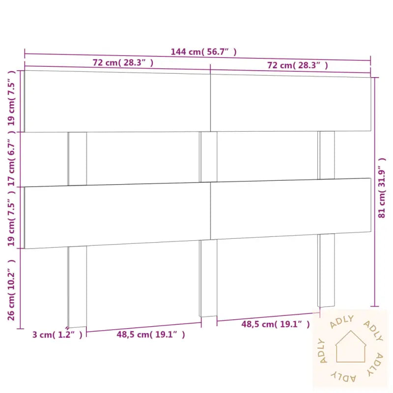 Sengegavl Svart 144X3X81 Cm Heltre Furu