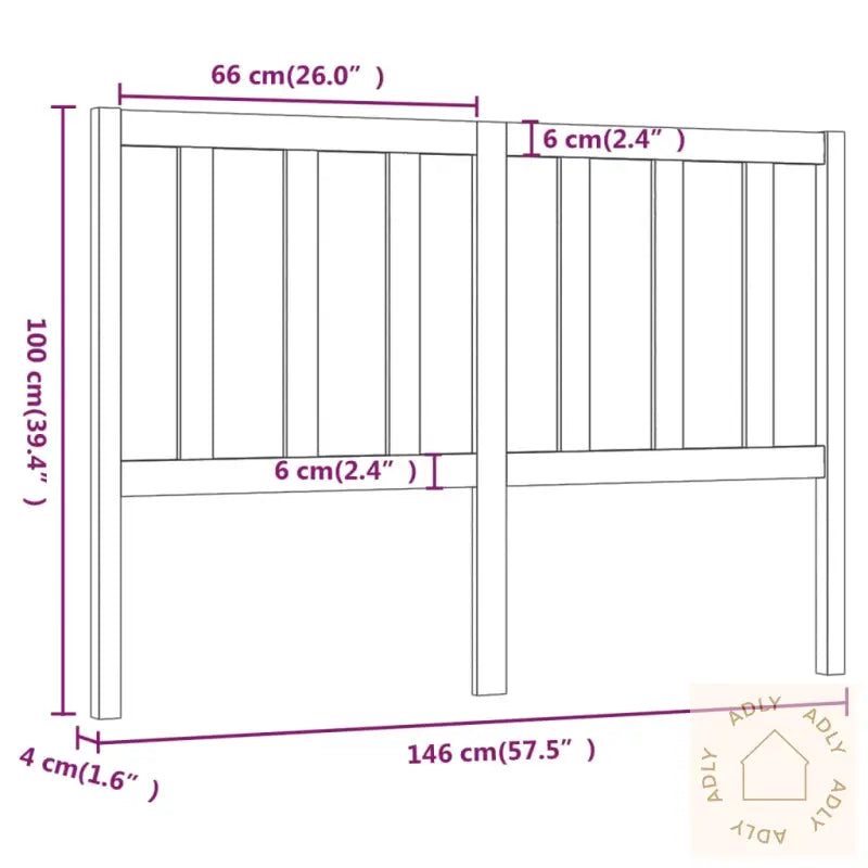 Sengegavl Svart 146X4X100 Cm Heltre Furu
