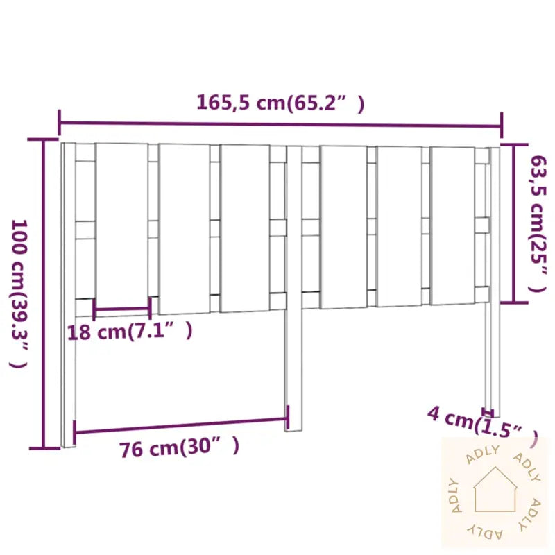 Sengegavl Svart 165,5X4X100 Cm Heltre Furu