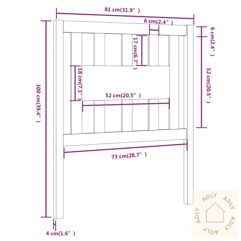 Sengegavl Svart 81X4X100 Cm Heltre Furu