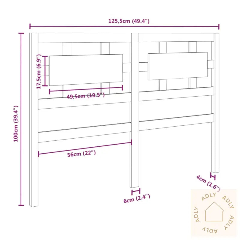 Sengegavl Honningbrun 125,5X4X100 Cm Heltre Furu