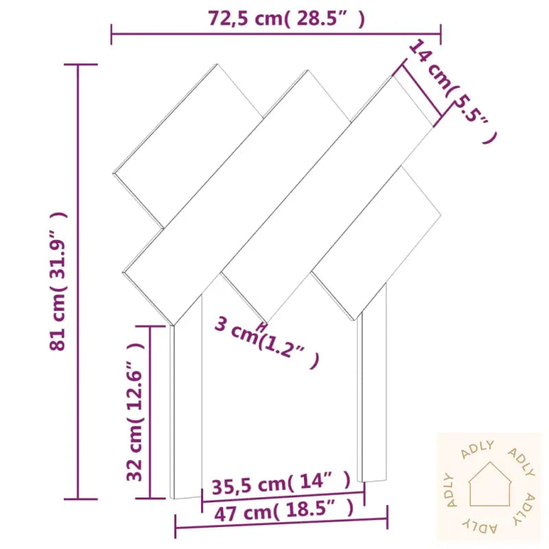 Sengegavl Svart 72,5X3X81 Cm Heltre Furu