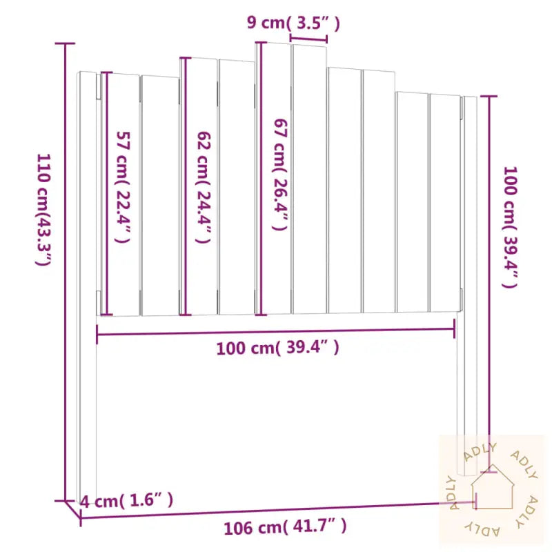 Sengegavl Svart 106X4X110 Cm Heltre Furu