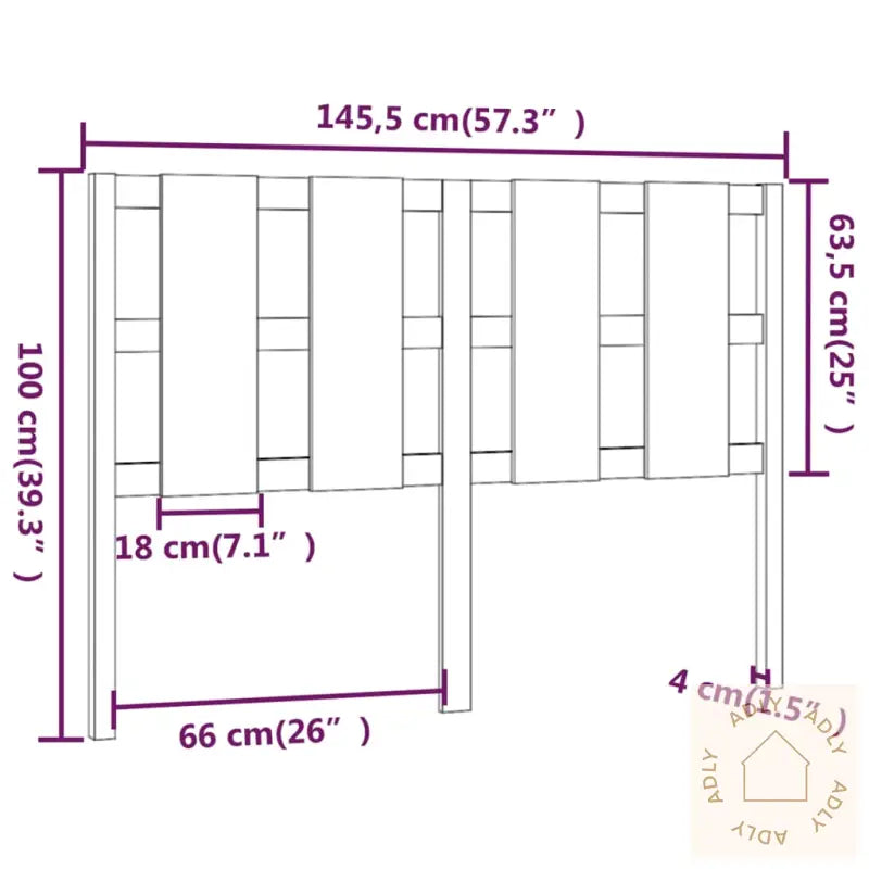Sengegavl Svart 145,5X4X100 Cm Heltre Furu