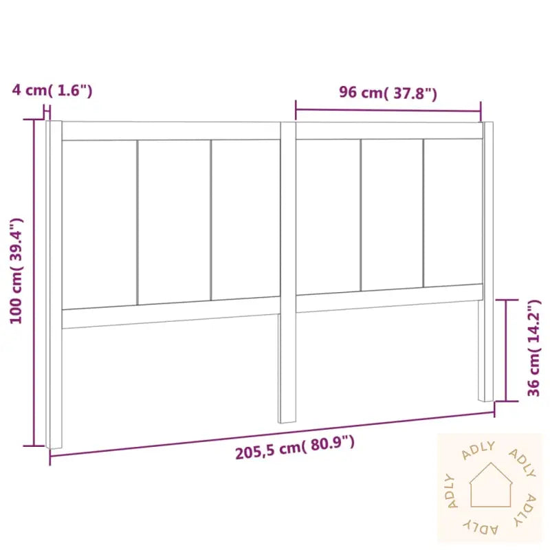 Sengegavl Svart 205,5X4X100 Cm Heltre Furu