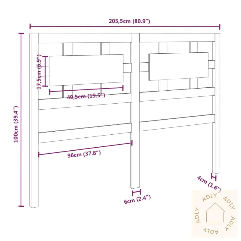 Sengegavl Svart 205,5X4X100 Cm Heltre Furu