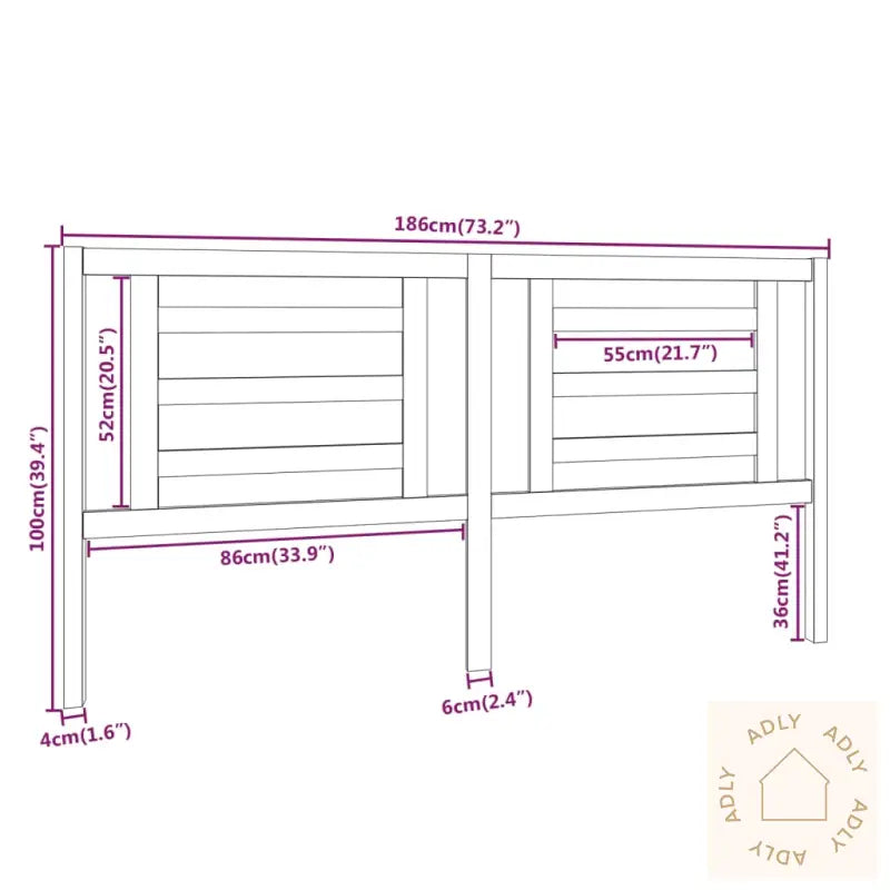 Sengegavl Svart 186X4X100 Cm Heltre Furu