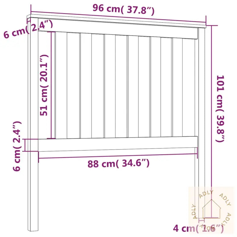 Sengegavl Svart 96X6X101 Cm Heltre Furu
