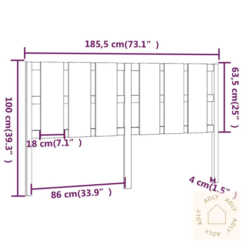 Sengegavl Hvit 185,5X4X100 Cm Heltre Furu