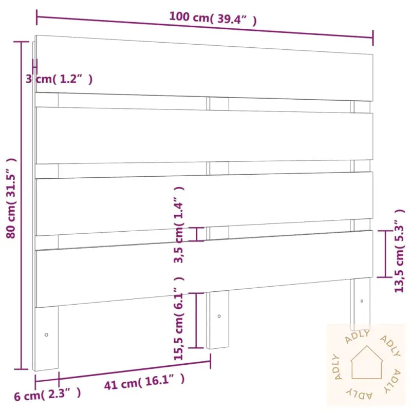 Sengegavl Honningbrun 100X3X80 Cm Heltre Furu