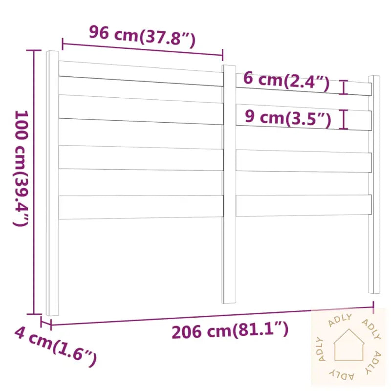 Sengegavl Svart 206X4X100 Cm Heltre Furu