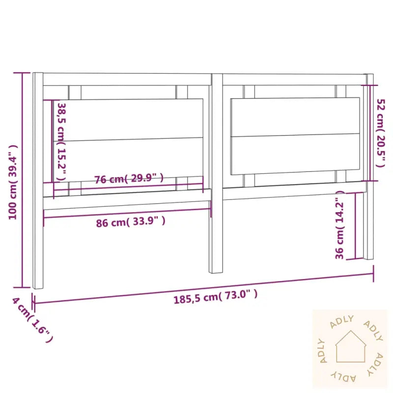 Sengegavl Hvit 185,5X4X100 Cm Heltre Furu
