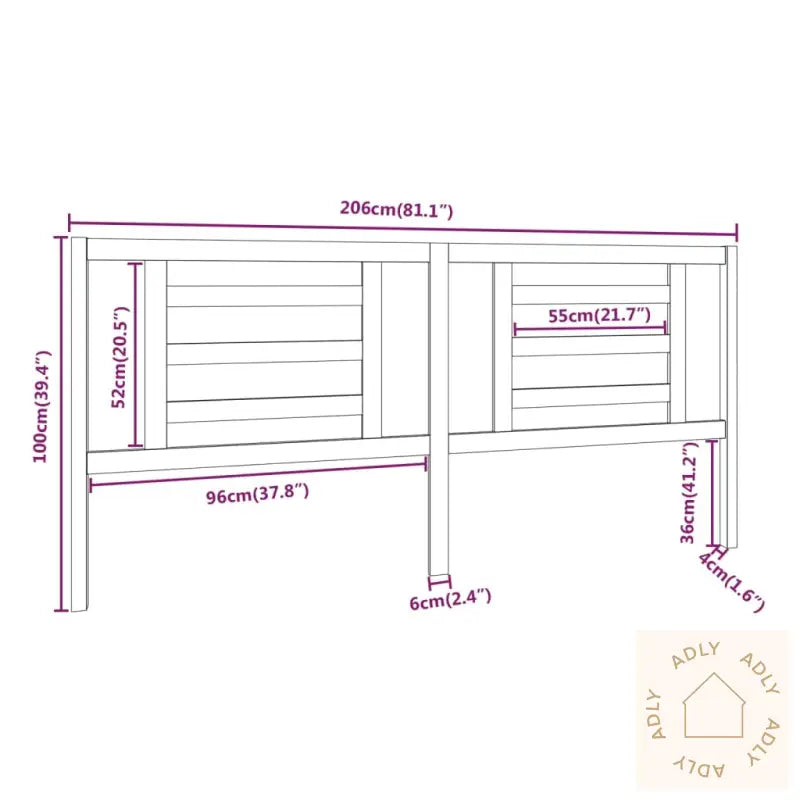 Sengegavl Svart 206X4X100 Cm Heltre Furu