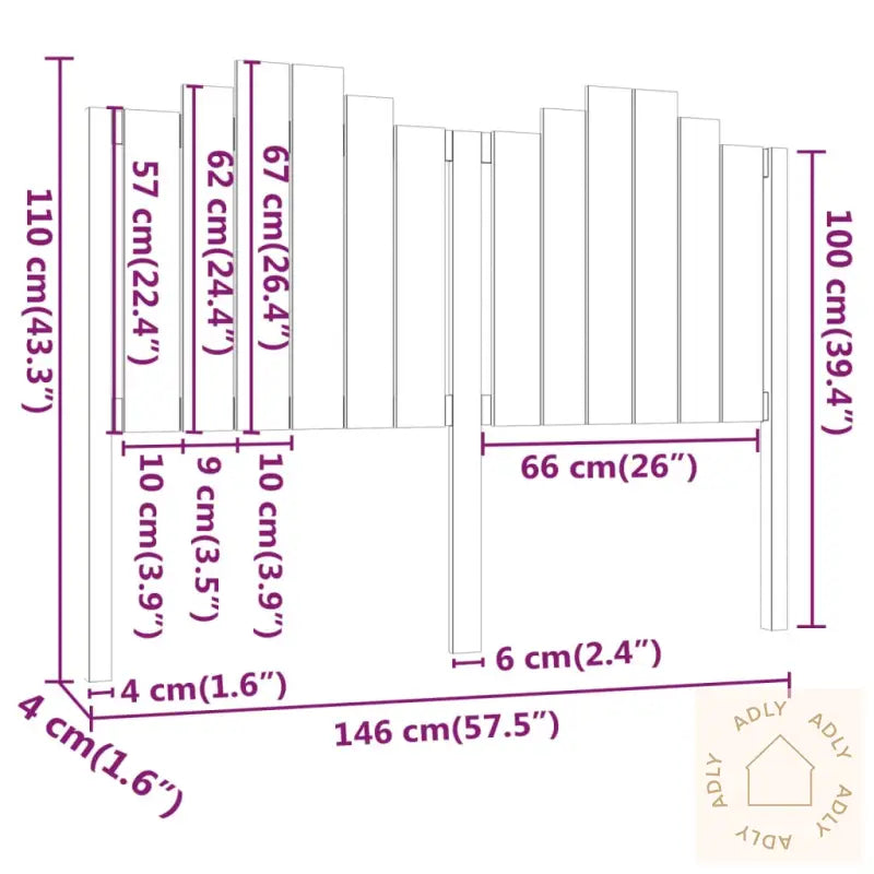 Sengegavl Svart 146X4X110 Cm Heltre Furu
