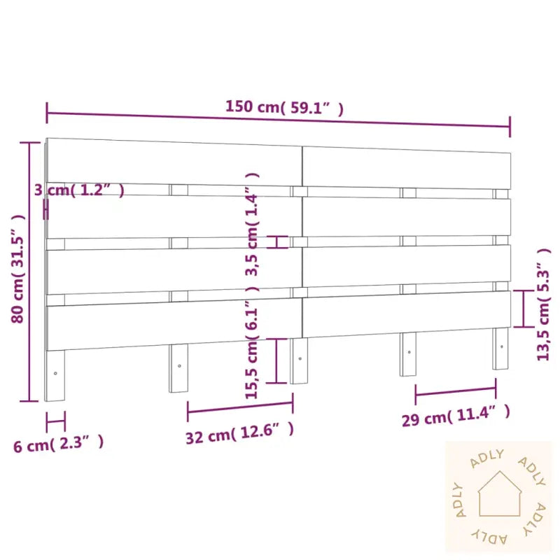 Sengegavl Hvit 150X3X80 Cm Heltre Furu
