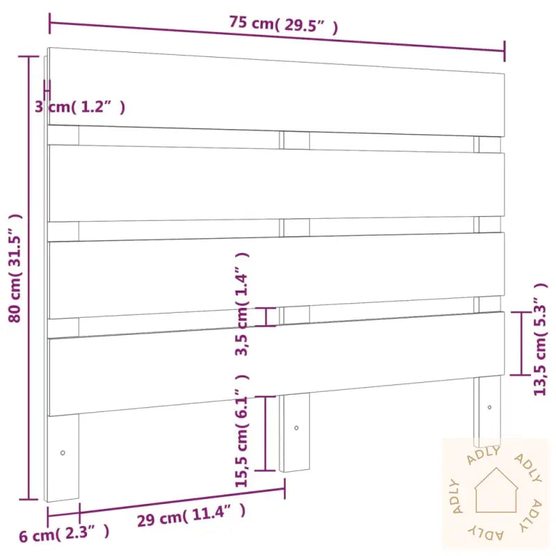Sengegavl Svart 75X3X80 Cm Heltre Furu