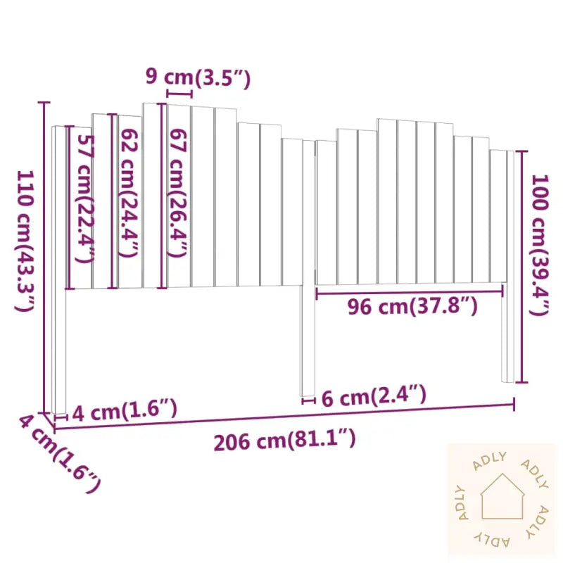 Sengegavl Svart 206X4X110 Cm Heltre Furu