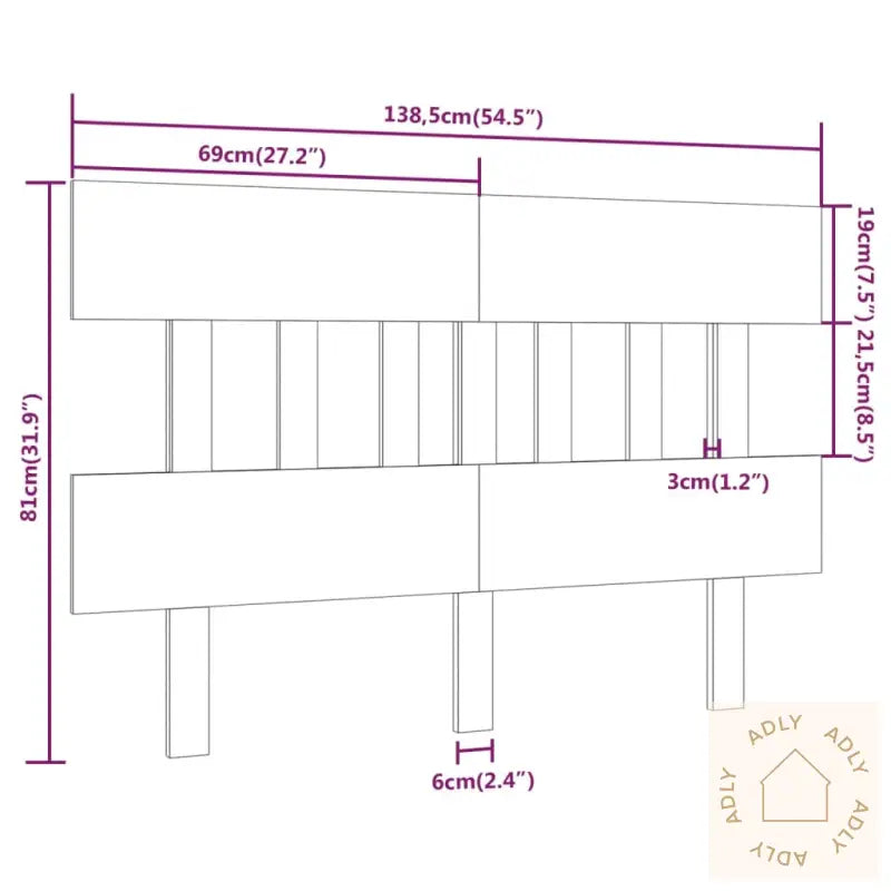Sengegavl Honningbrun 138,5X3X81 Cm Heltre Furu