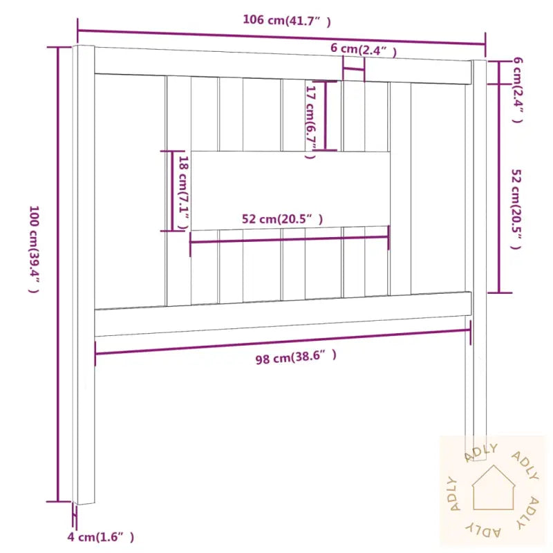 Sengegavl Svart 106X4X100 Cm Heltre Furu