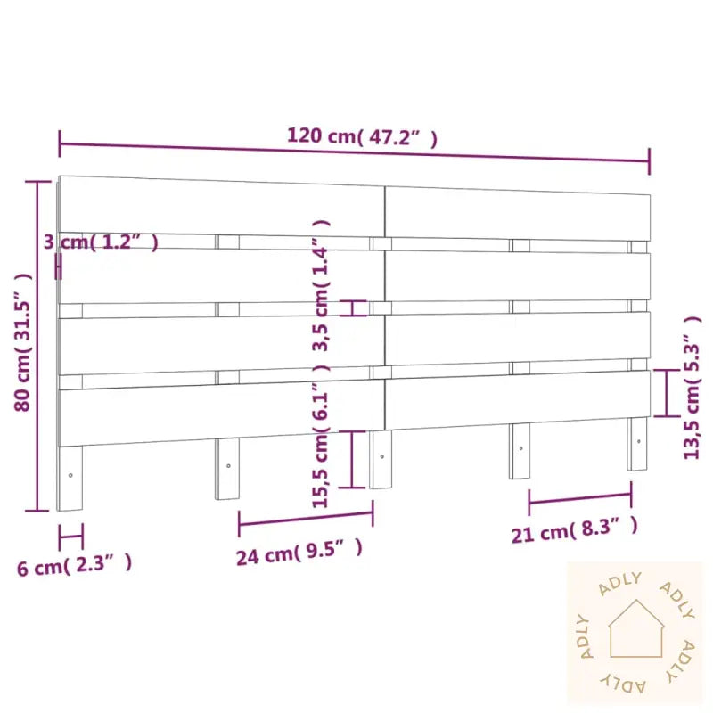 Sengegavl Hvit 120X3X80Cm Heltre Furu