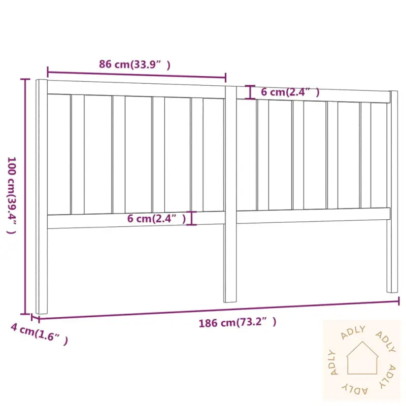 Sengegavl Svart 186X4X100 Cm Heltre Furu