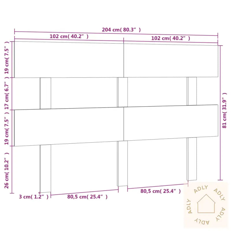 Sengegavl Hvit 204X3X81 Cm Heltre Furu