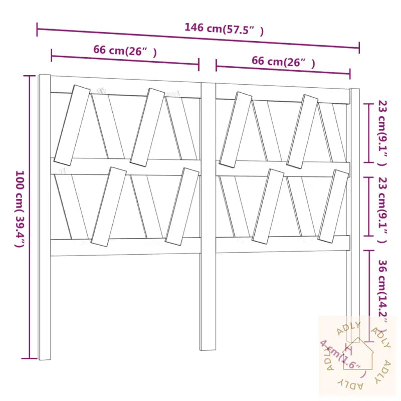 Sengegavl Svart 146X4X100 Cm Heltre Furu