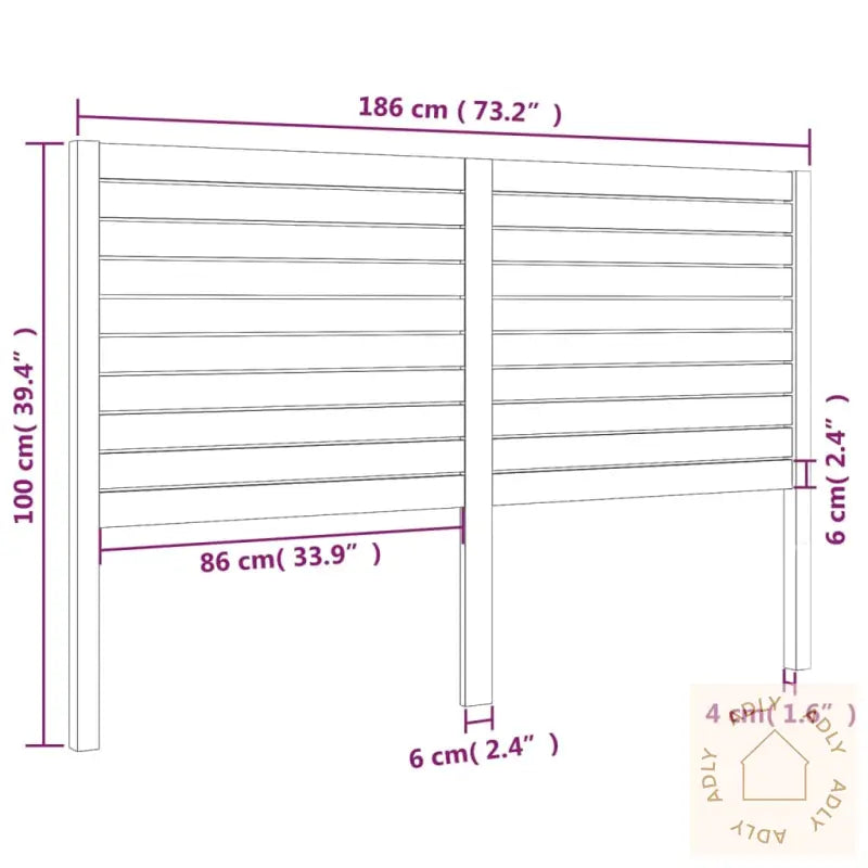 Sengegavl Svart 186X4X100 Cm Heltre Furu