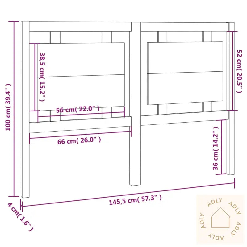 Sengegavl Hvit 145,5X4X100 Cm Heltre Furu