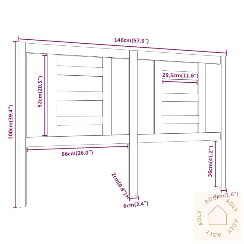 Sengegavl Svart 146X4X100 Cm Heltre Furu