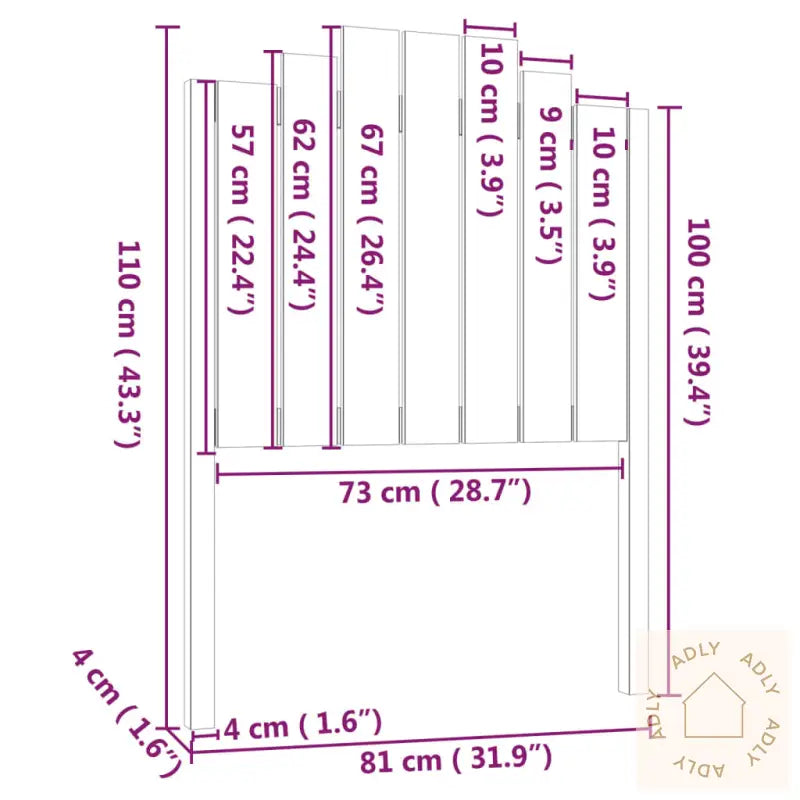 Sengegavl Svart 81X4X110 Cm Heltre Furu