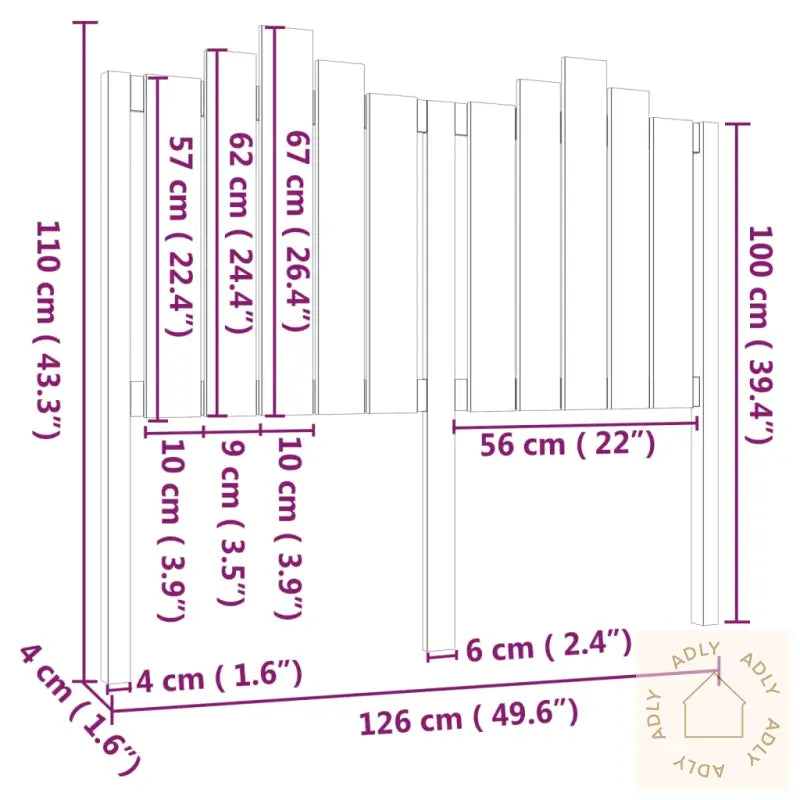 Sengegavl Svart 126X4X110 Cm Heltre Furu
