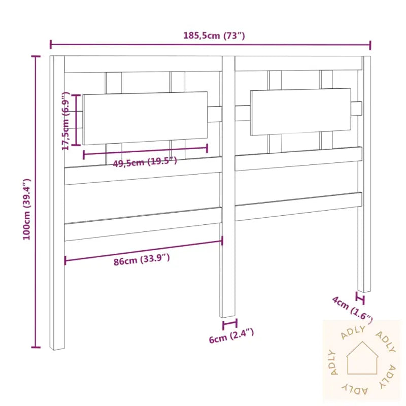 Sengegavl Svart 185,5X4X100 Cm Heltre Furu