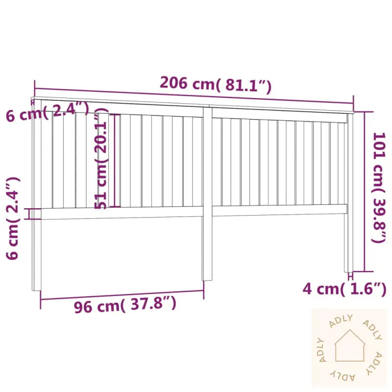Sengegavl Svart 206X6X101 Cm Heltre Furu