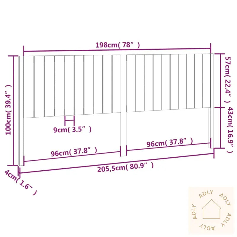 Sengegavl Hvit 205,5X4X100 Cm Heltre Furu