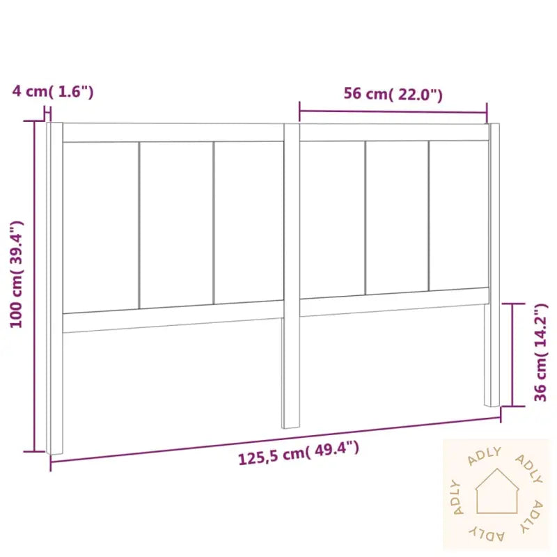 Sengegavl Svart 125,5X4X100 Cm Heltre Furu