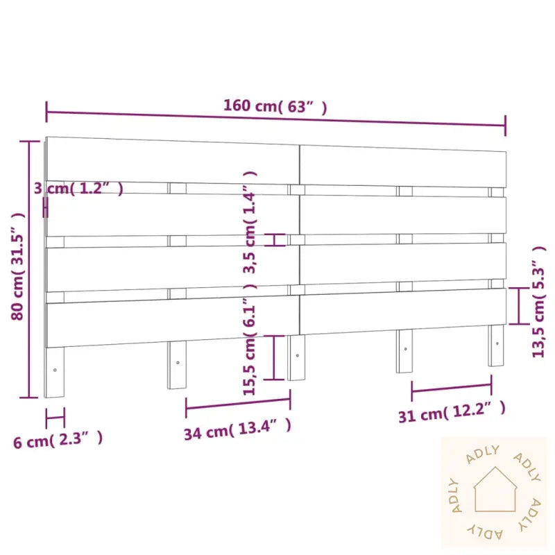 Sengegavl Hvit 160X3X80 Cm Heltre Furu