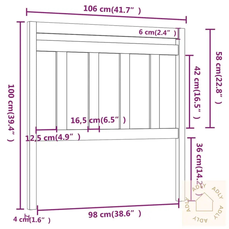 Sengegavl Svart 106X4X100 Cm Heltre Furu