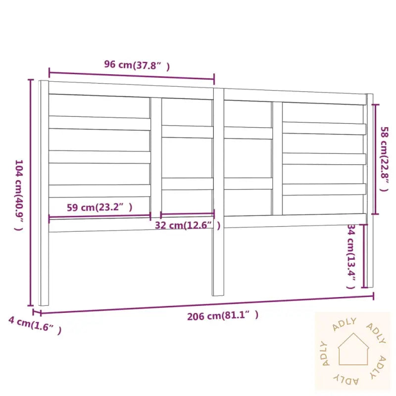 Sengegavl Hvit 206X4X104 Cm Heltre Furu