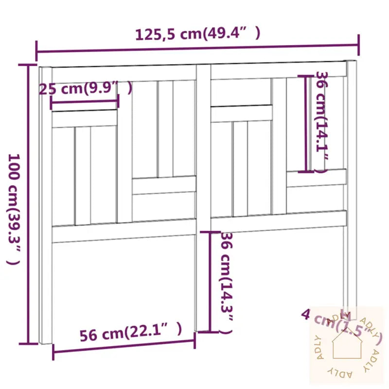 Sengegavl Hvit 125,5X4X100 Cm Heltre Furu