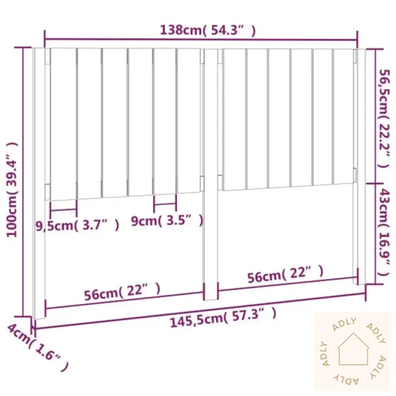 Sengegavl Svart 145,5X4X100 Cm Heltre Furu