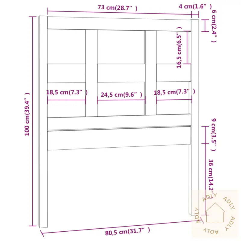 Sengegavl Svart 80,5X4X100 Cm Heltre Furu
