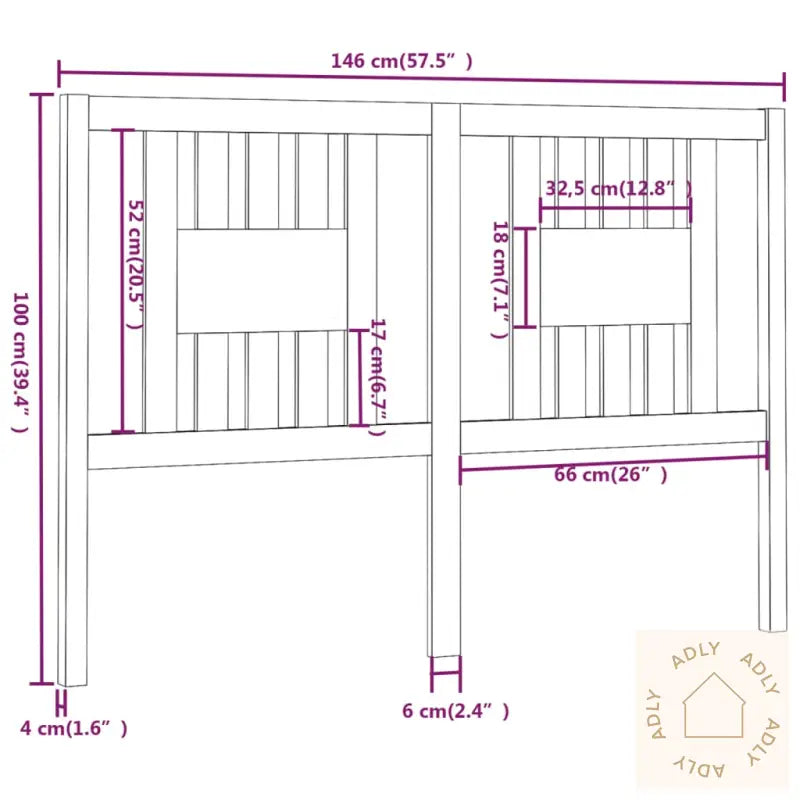 Sengegavl Hvit 146X4X100 Cm Heltre Furu