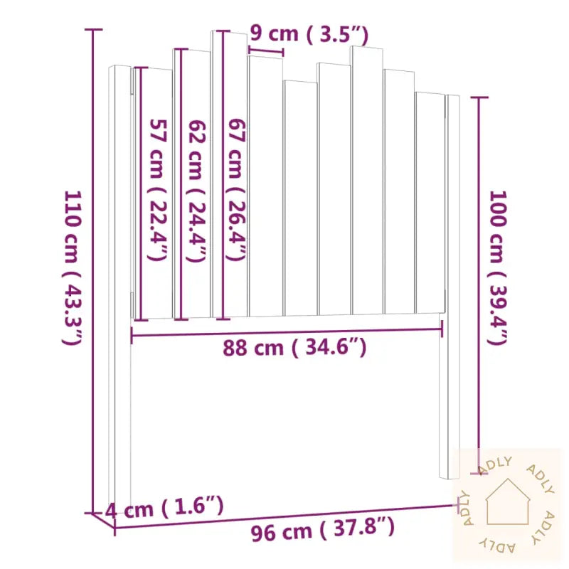 Sengegavl Svart 96X4X110 Cm Heltre Furu