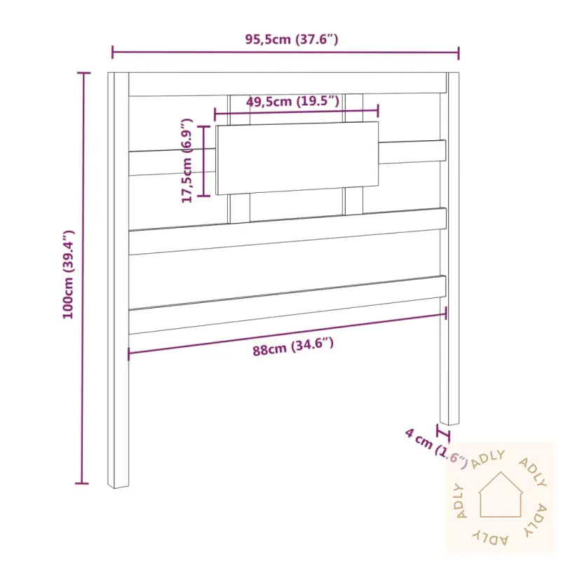 Sengegavl Svart 95,5X4X100 Cm Heltre Furu