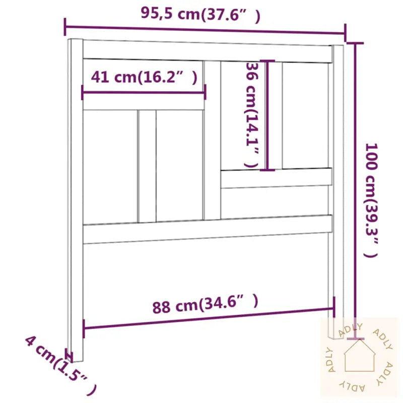 Sengegavl Svart 95,5X4X100 Cm Heltre Furu